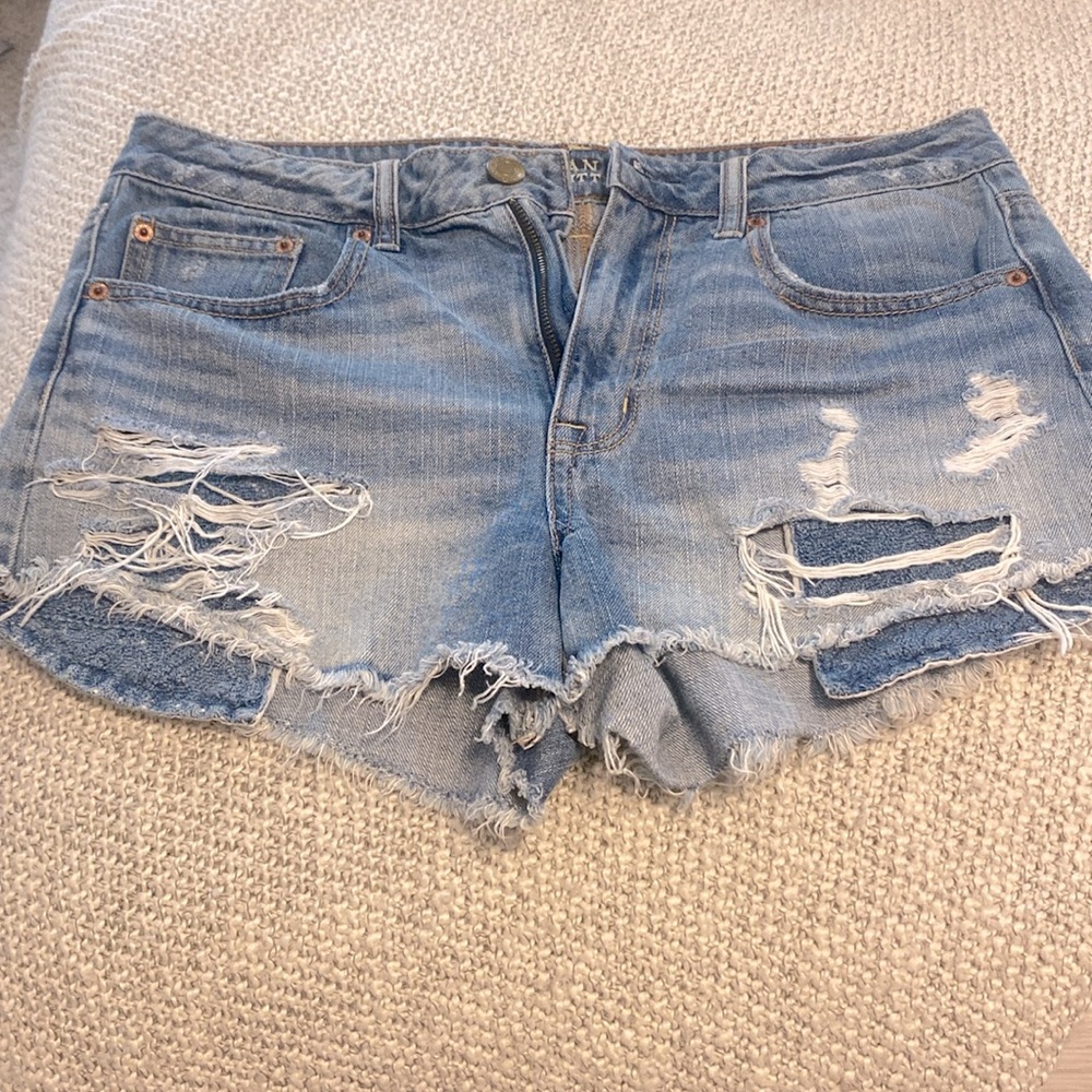 Medium Wash Distressed Denim Shorts